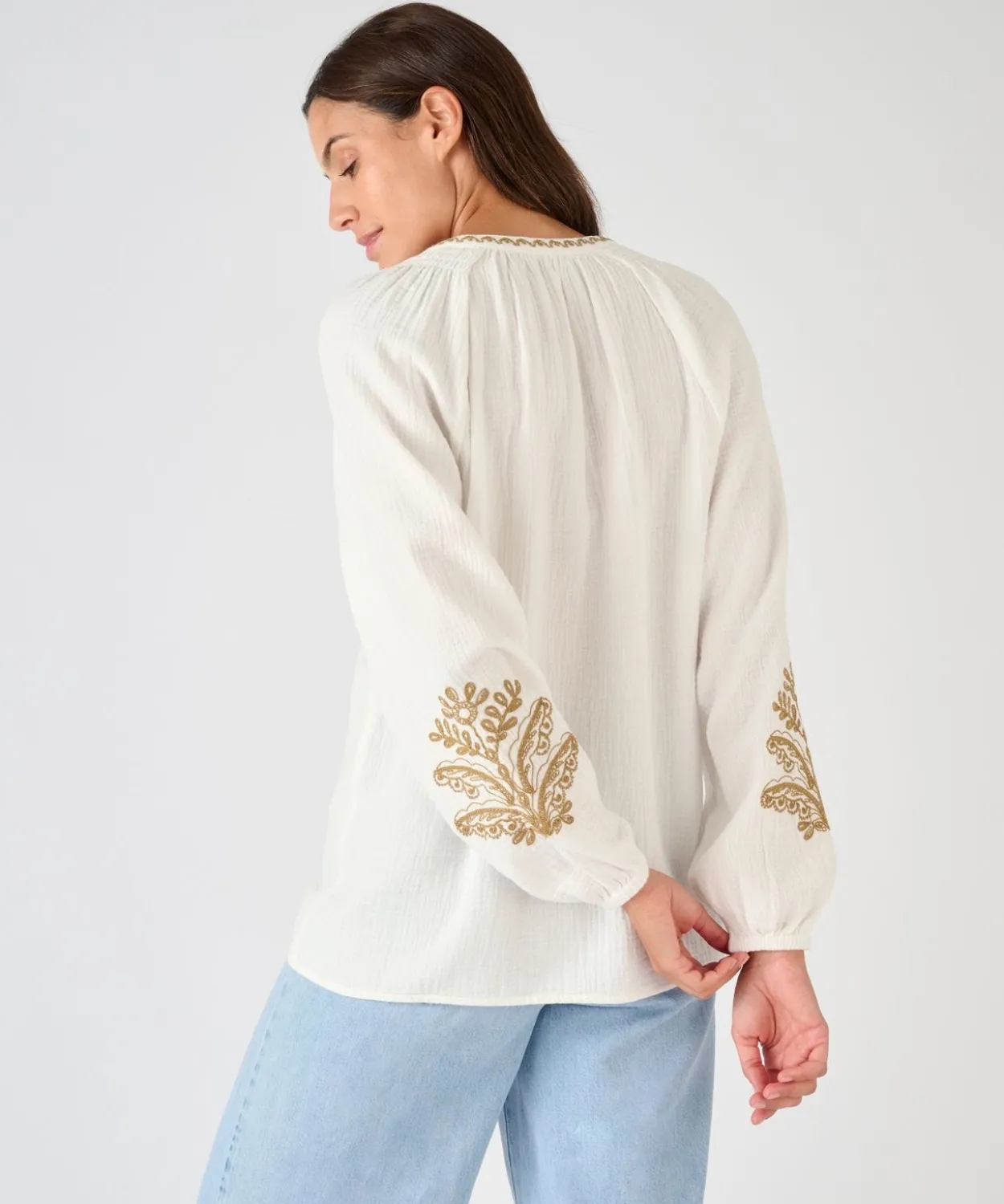 Blouse brodée en gaze de coton
