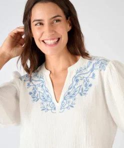 Blouse brodée en gaze de coton