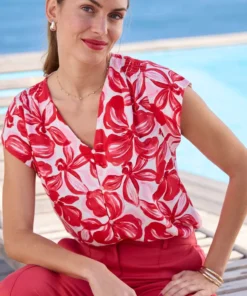 Blouse à smocks en pure viscose