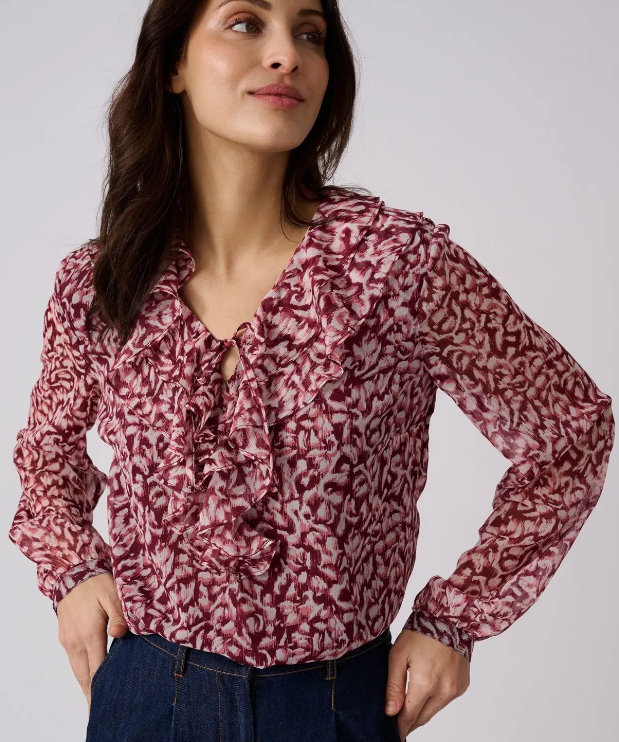 Blouse voile imprimé tachiste