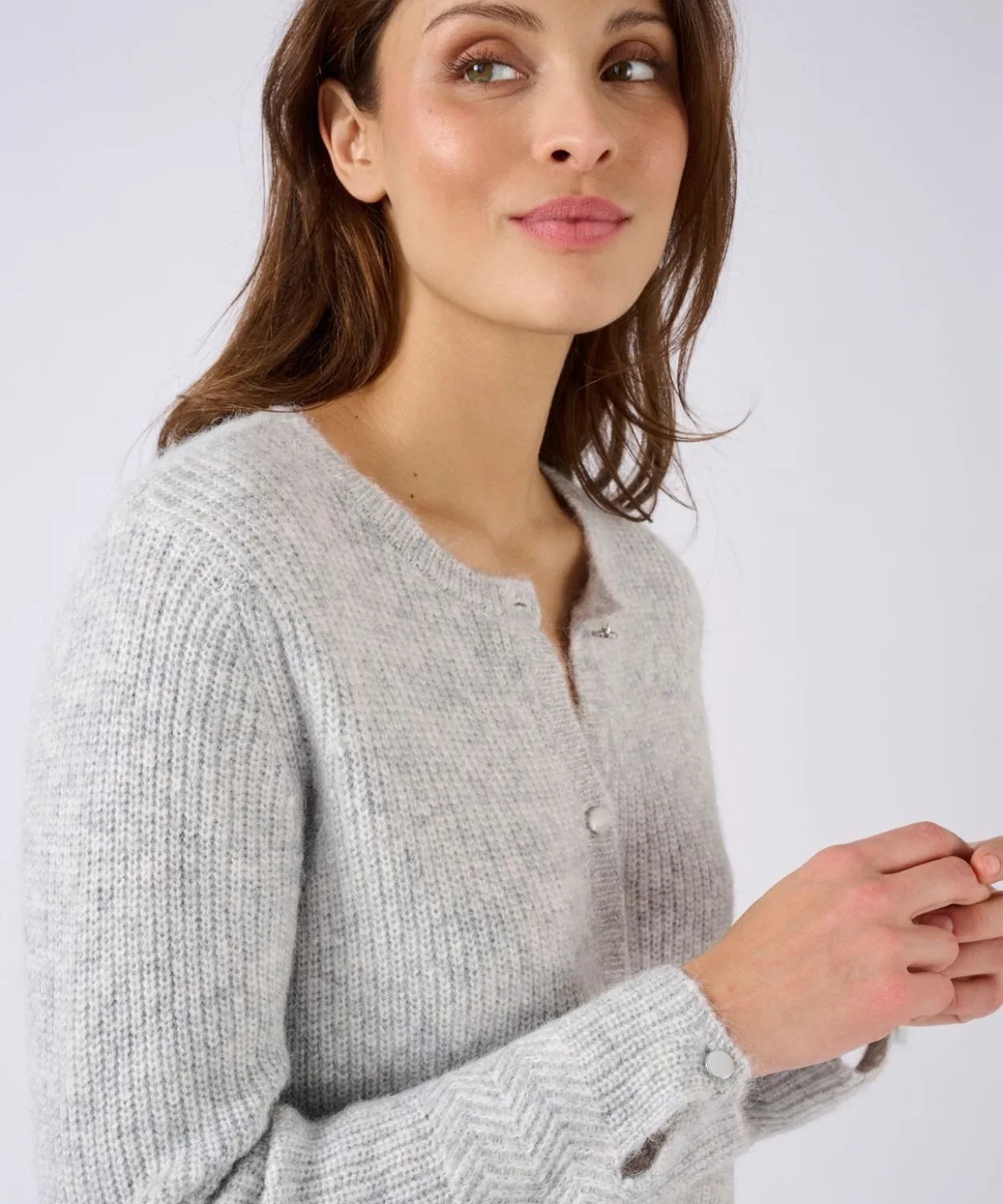 Cardigan maille perlée mélange alpaga