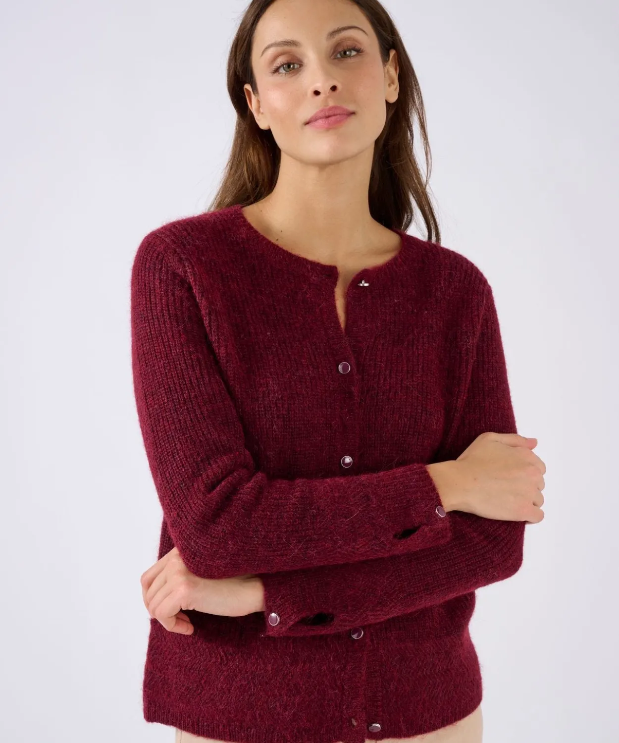 Cardigan maille perlée mélange alpaga