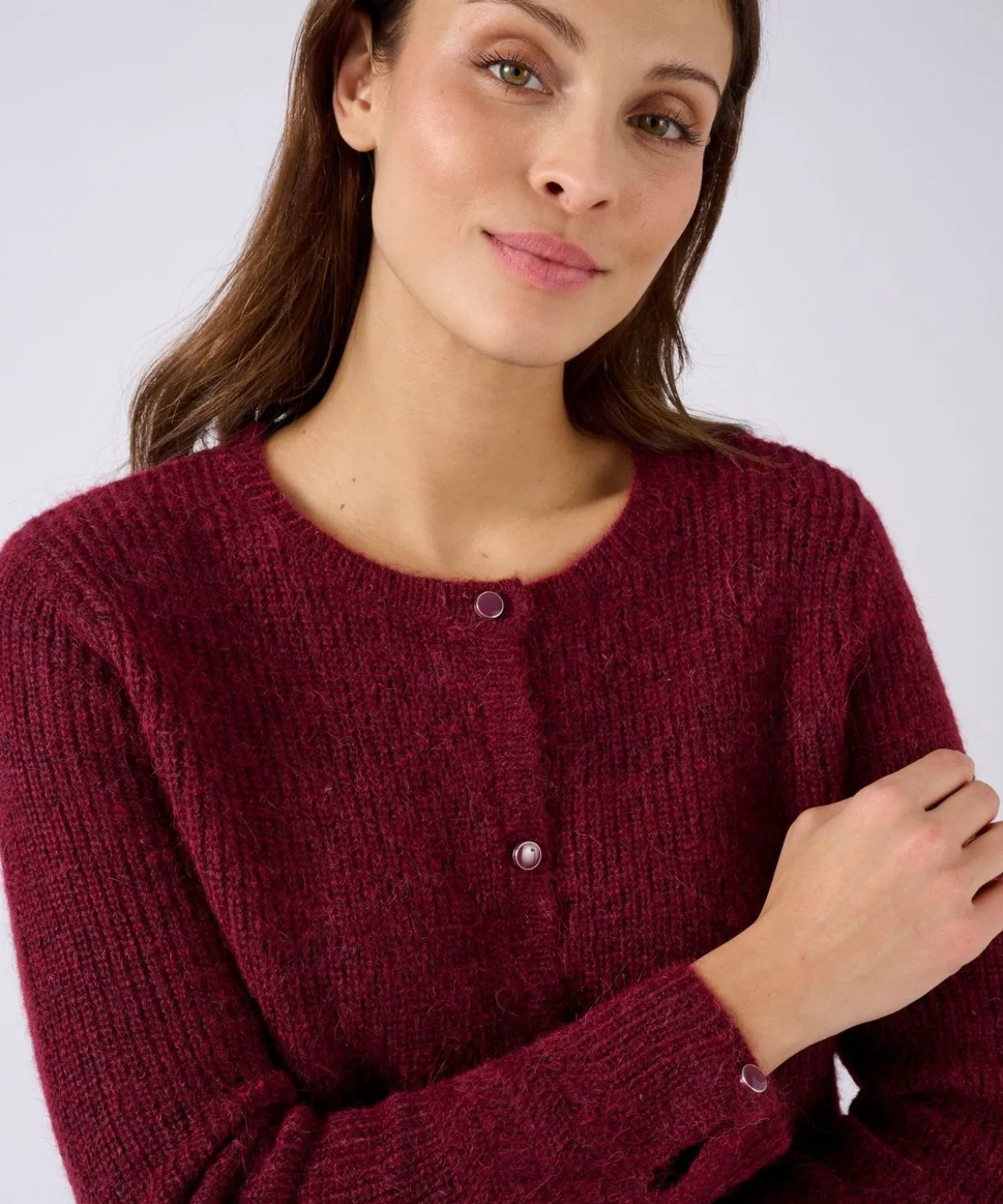 Cardigan maille perlée mélange alpaga