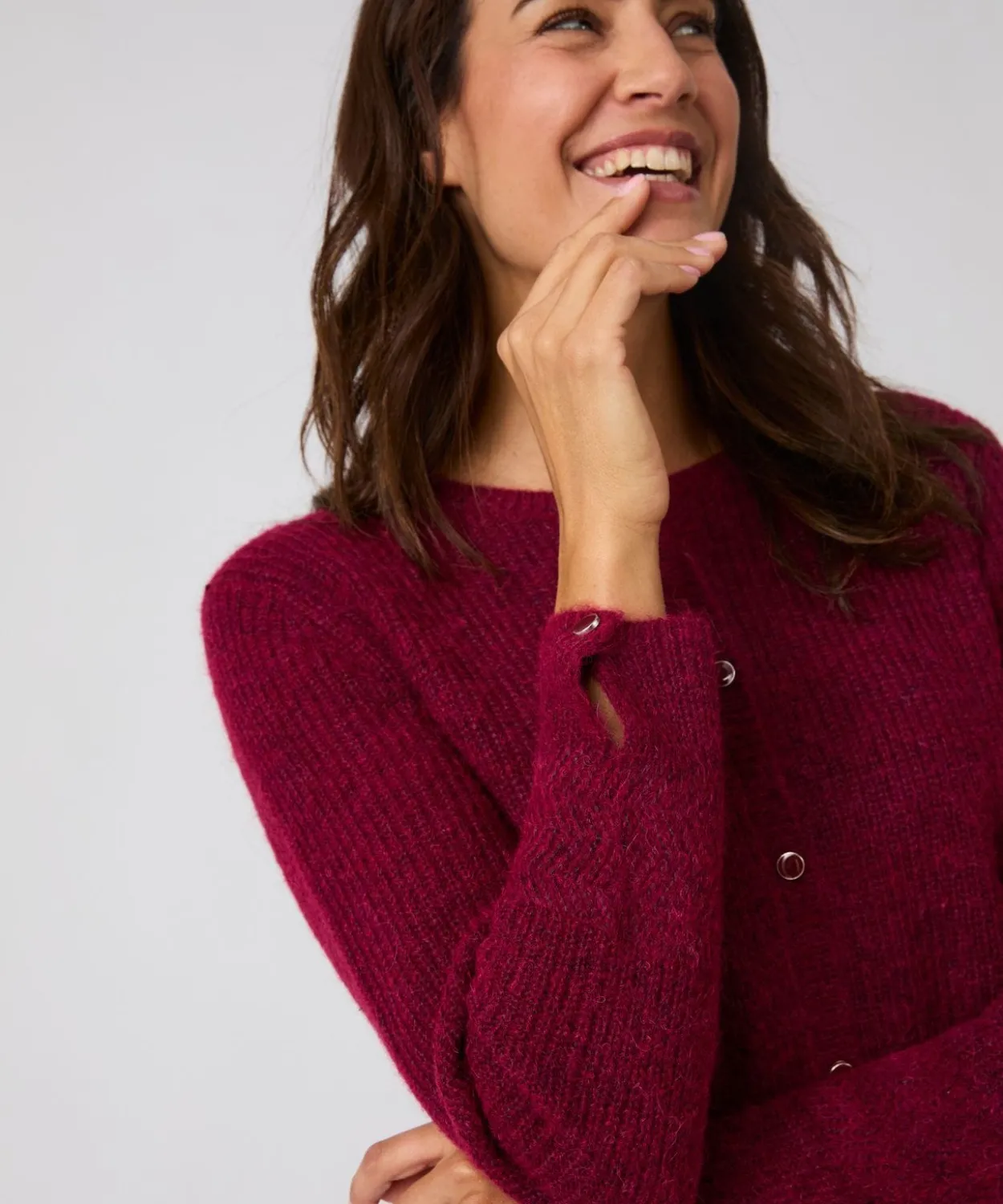 Cardigan maille perlée mélange alpaga