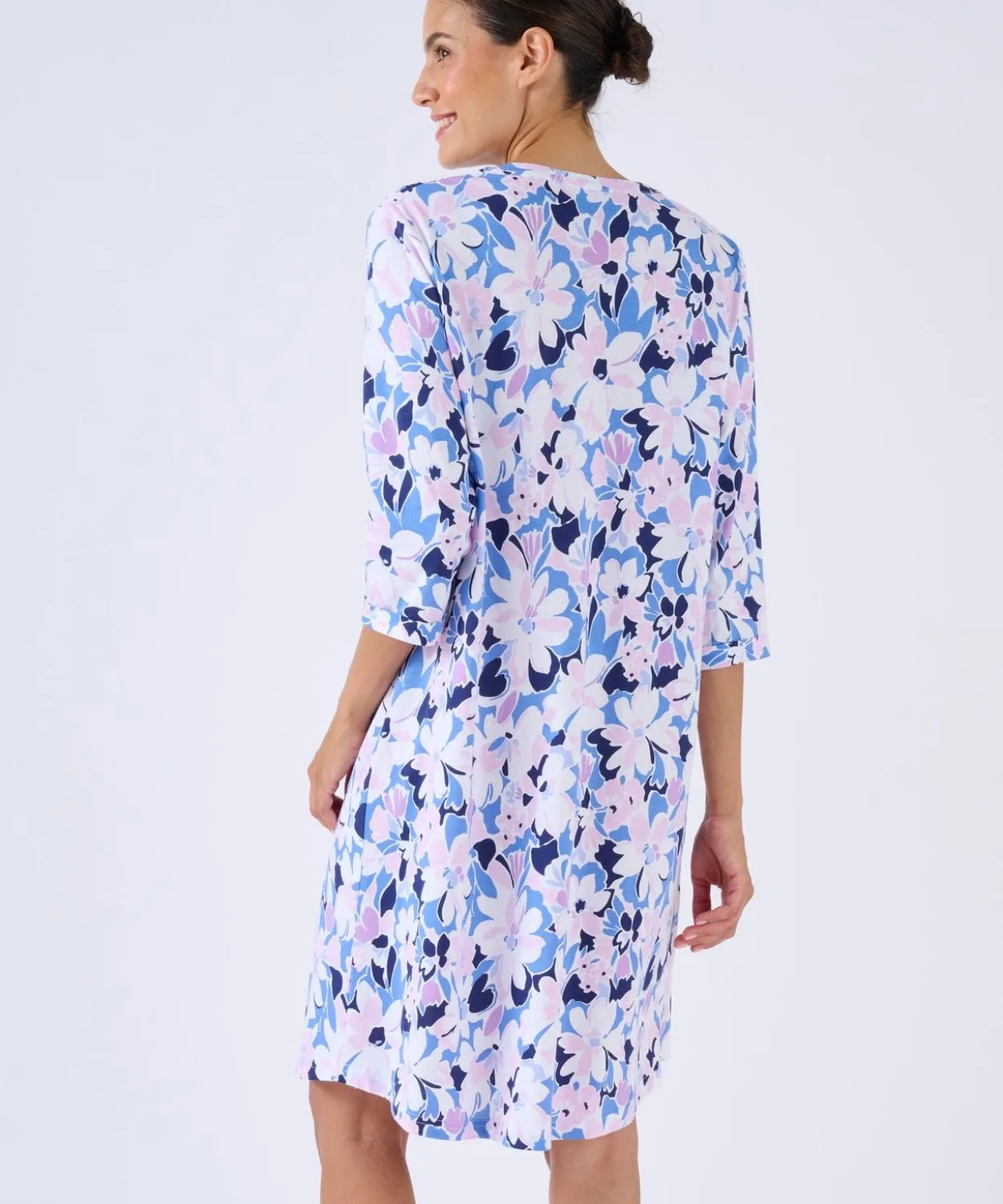Chemise de nuit col tunisien en pur coton