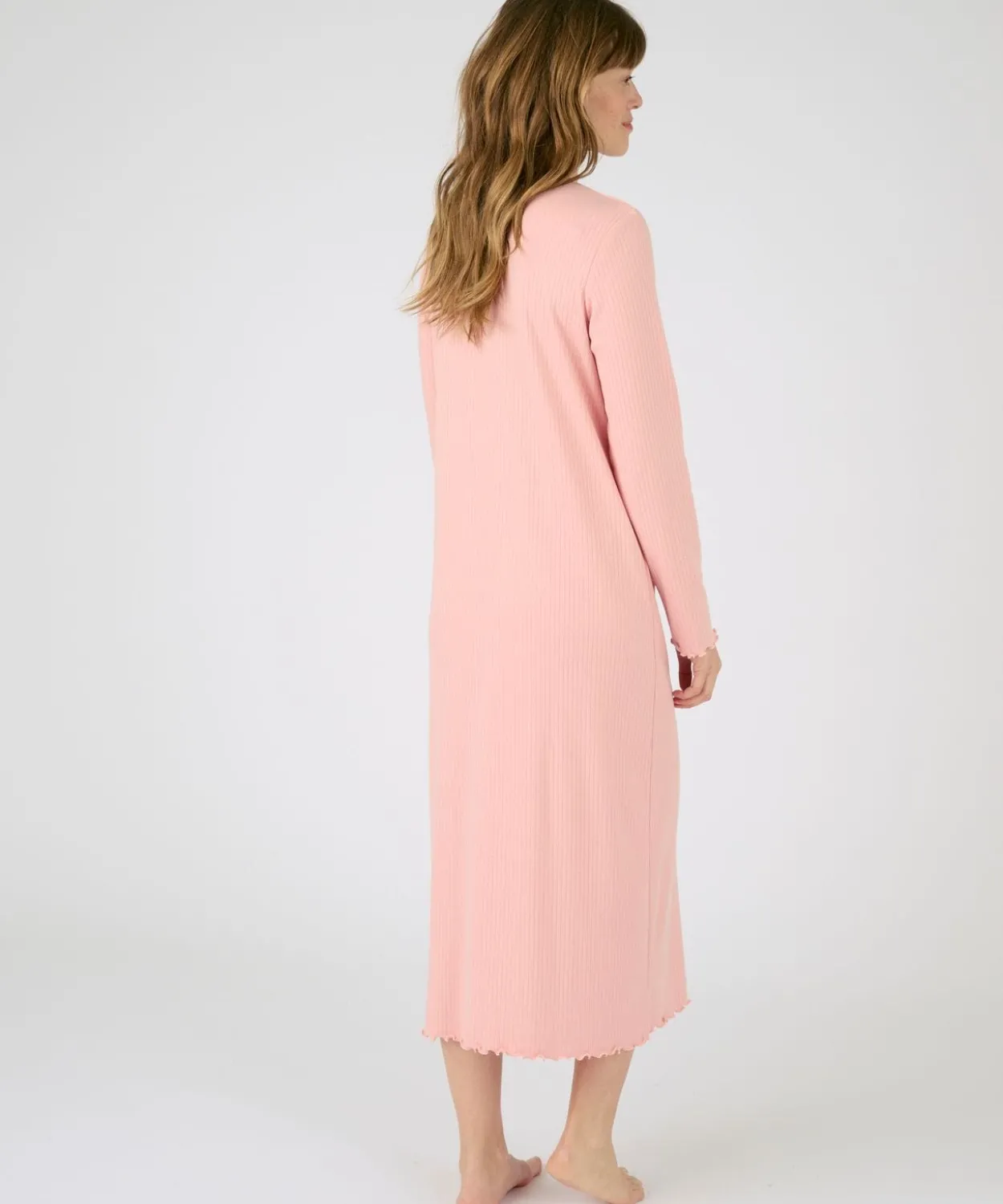 Chemise de nuit maille interlock côtelée douce et souple