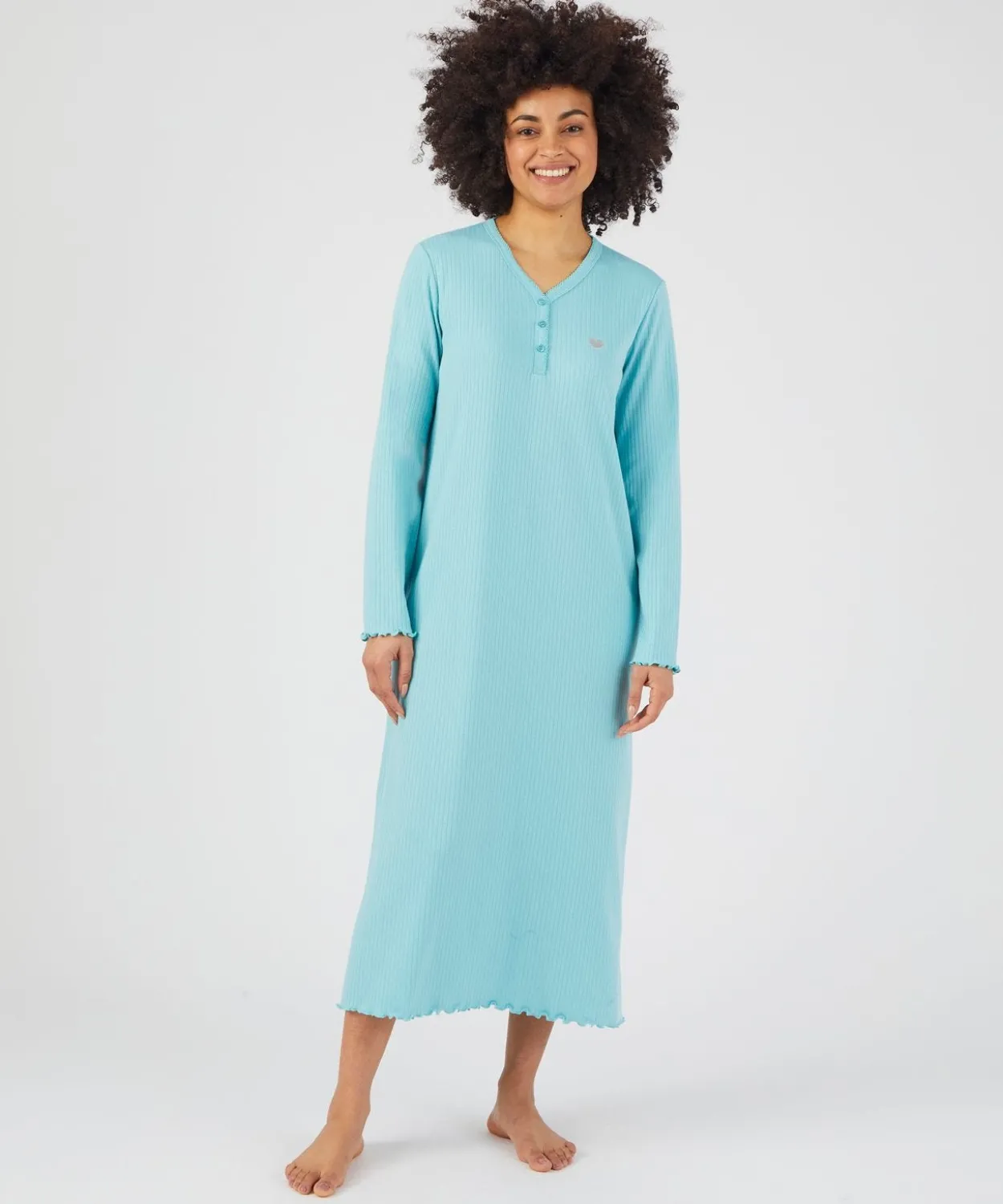 Chemise de nuit maille interlock côtelée douce et souple