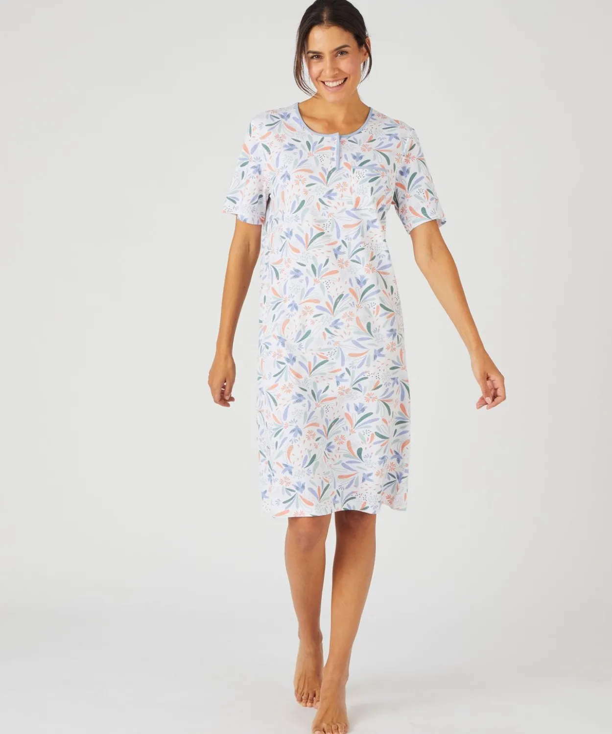 Chemise de nuit maille jersey graphique pur coton peigné