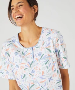 Chemise de nuit maille jersey graphique pur coton peigné
