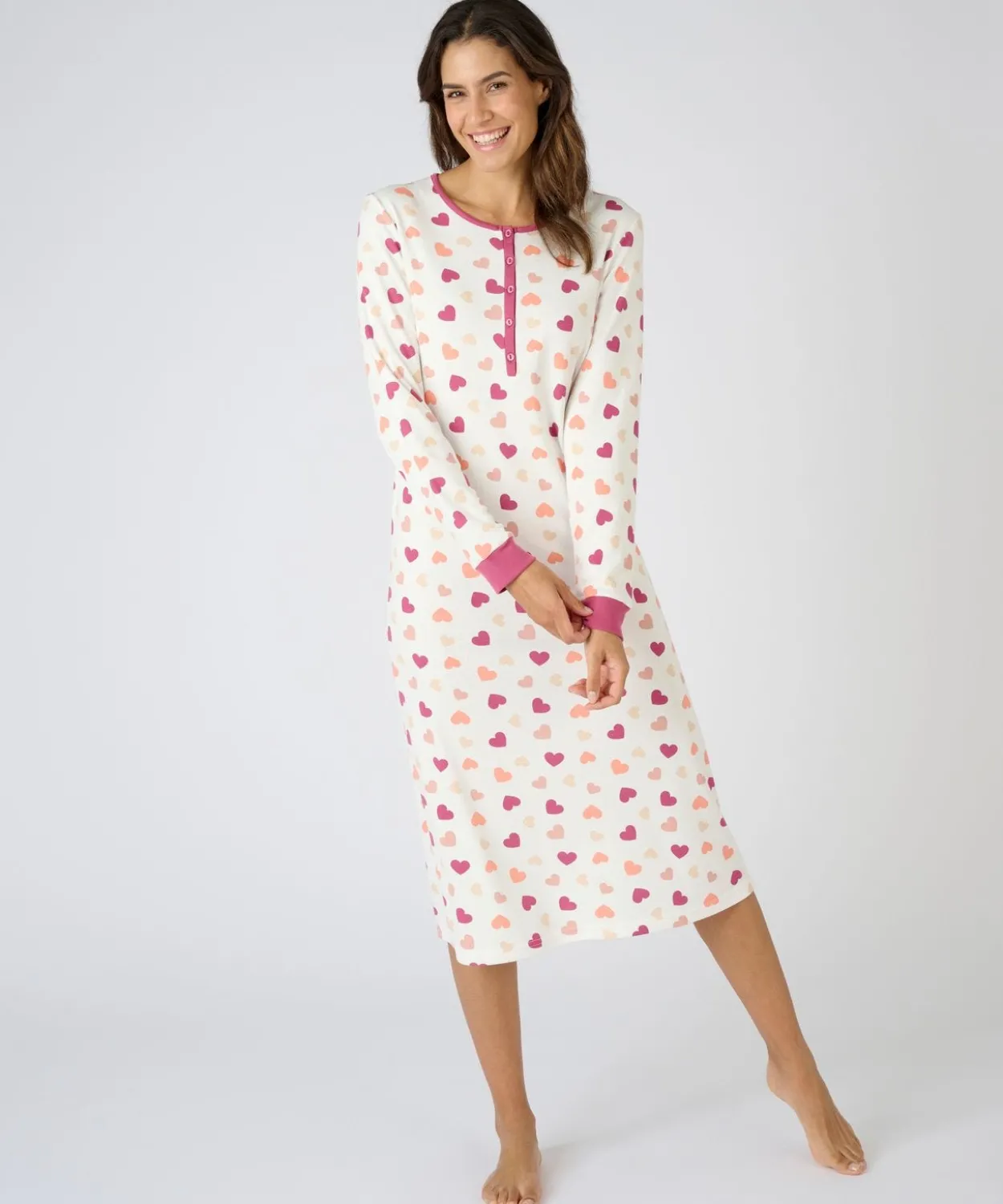 Chemise de nuit Thermolactyl col boutonné