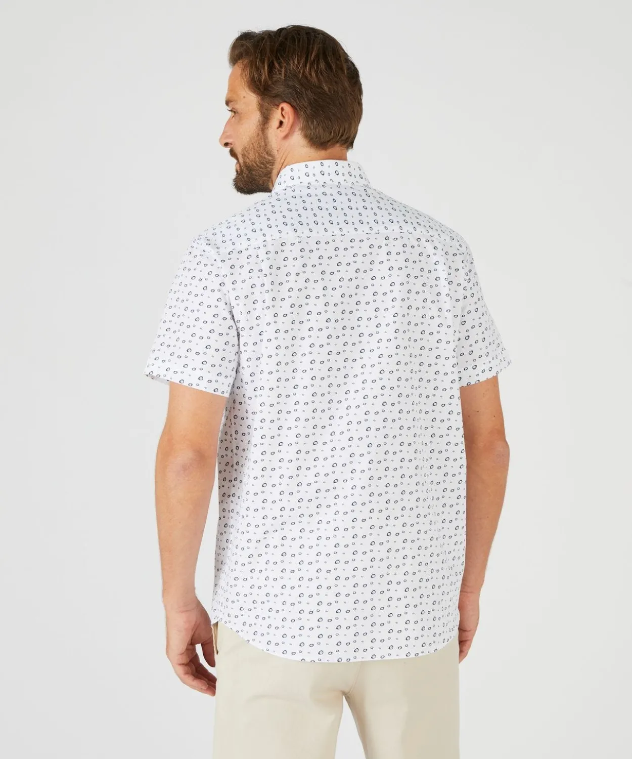 Chemise imprimée en pur coton, manches courtes
