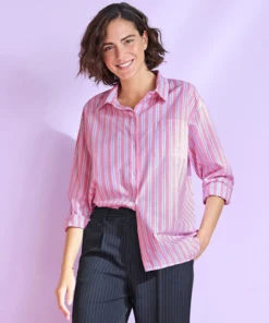 Chemise rayée en popeline
