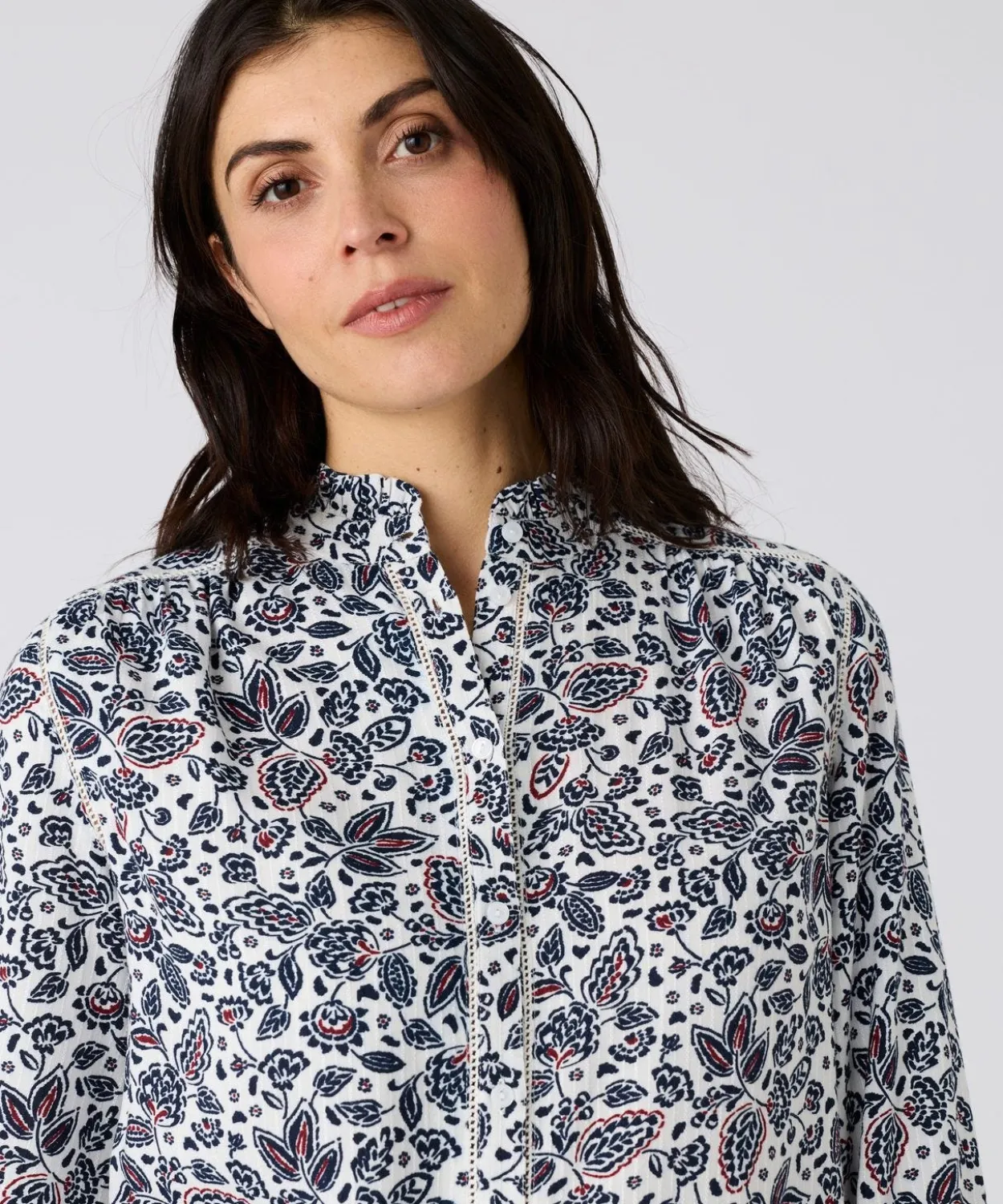 Chemisier col volanté pure viscose Lenzing(TM) EcoVero(TM)