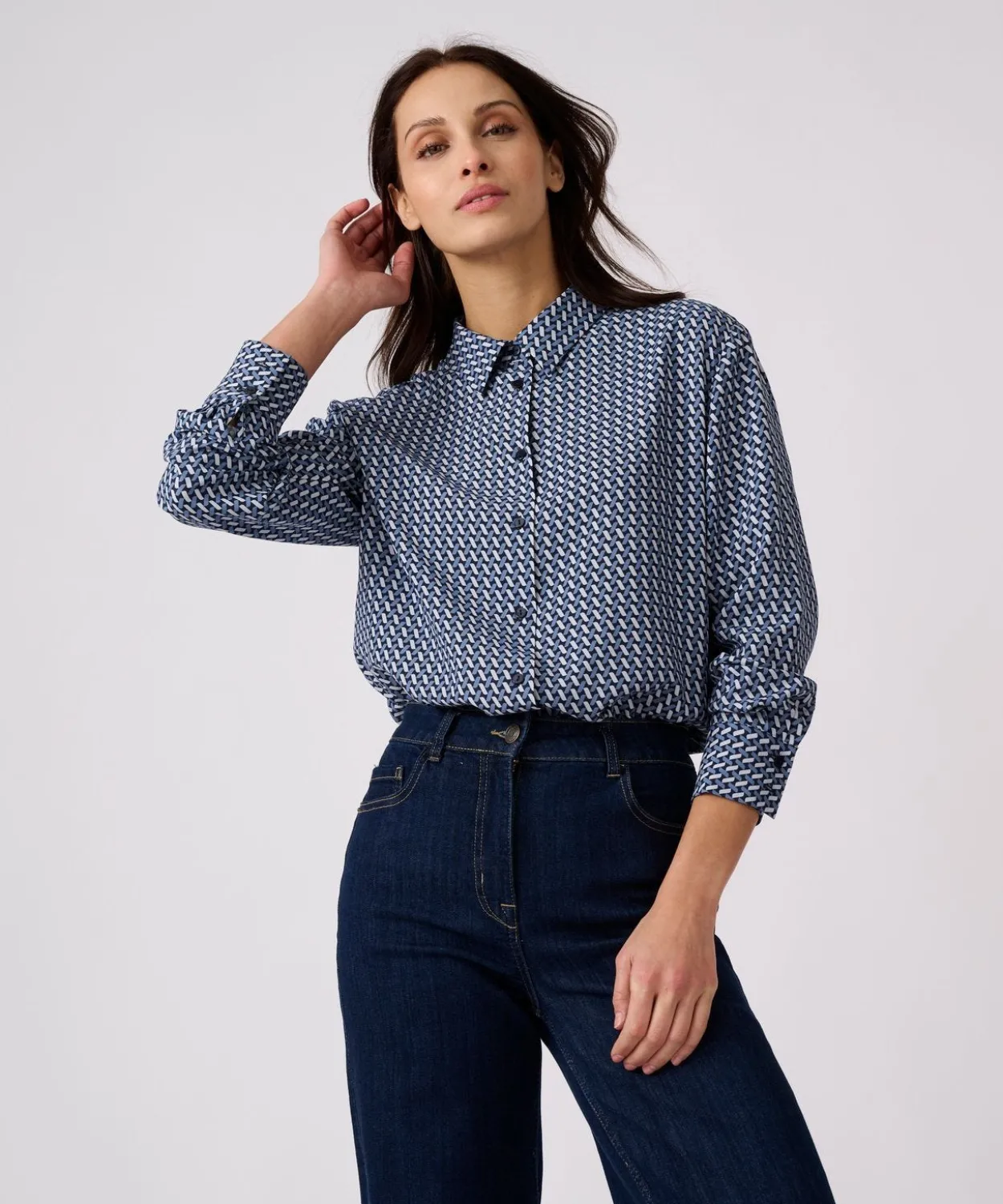Chemisier imprimé graphique pure viscose