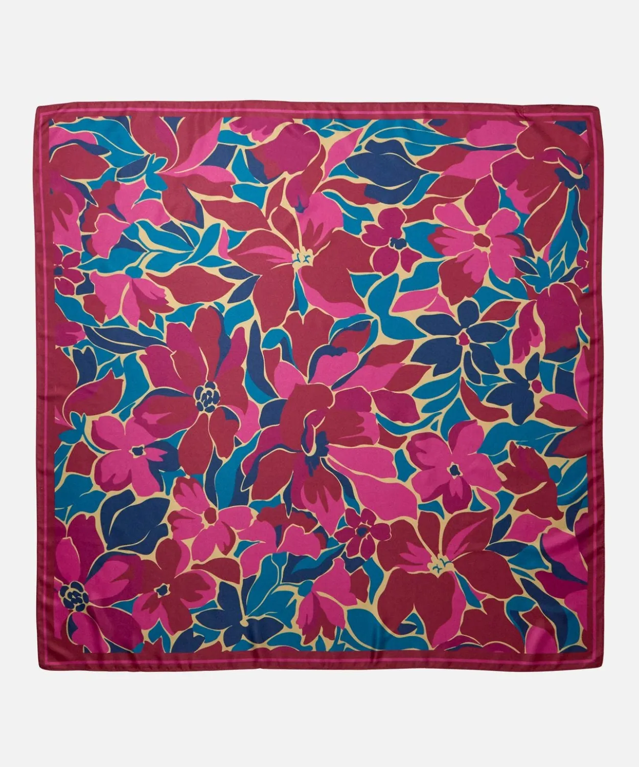 Foulard satiné imprimé fleuri