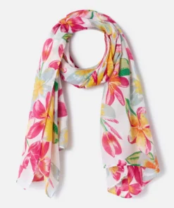 Foulard voile fleurs tropicales.
