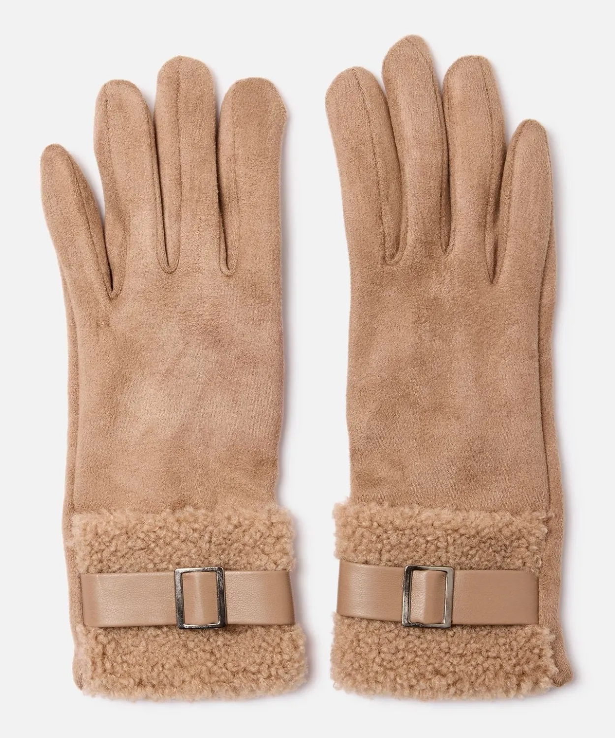 Gants suédine détail moutonné