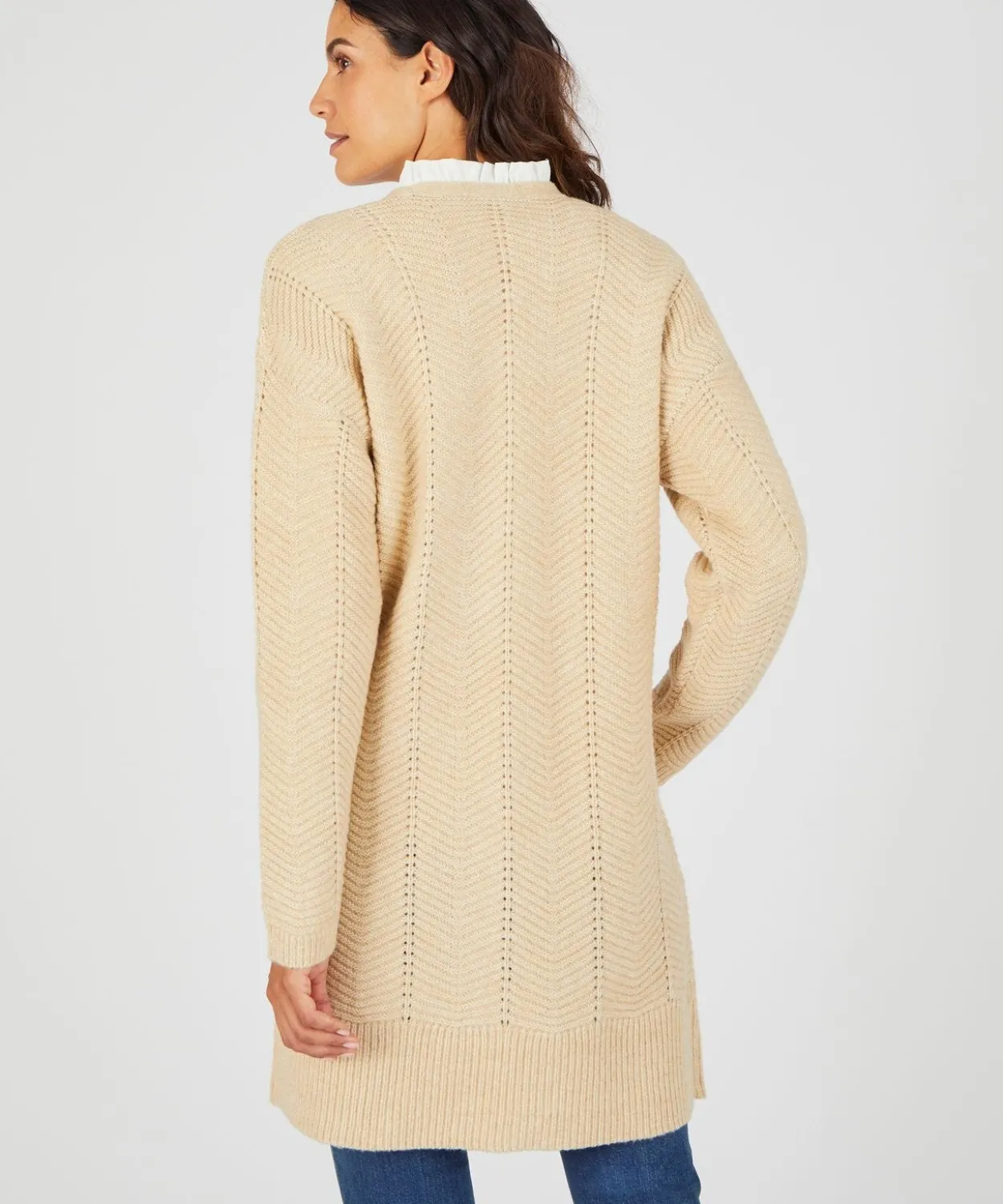 Gilet long maille fantaisie