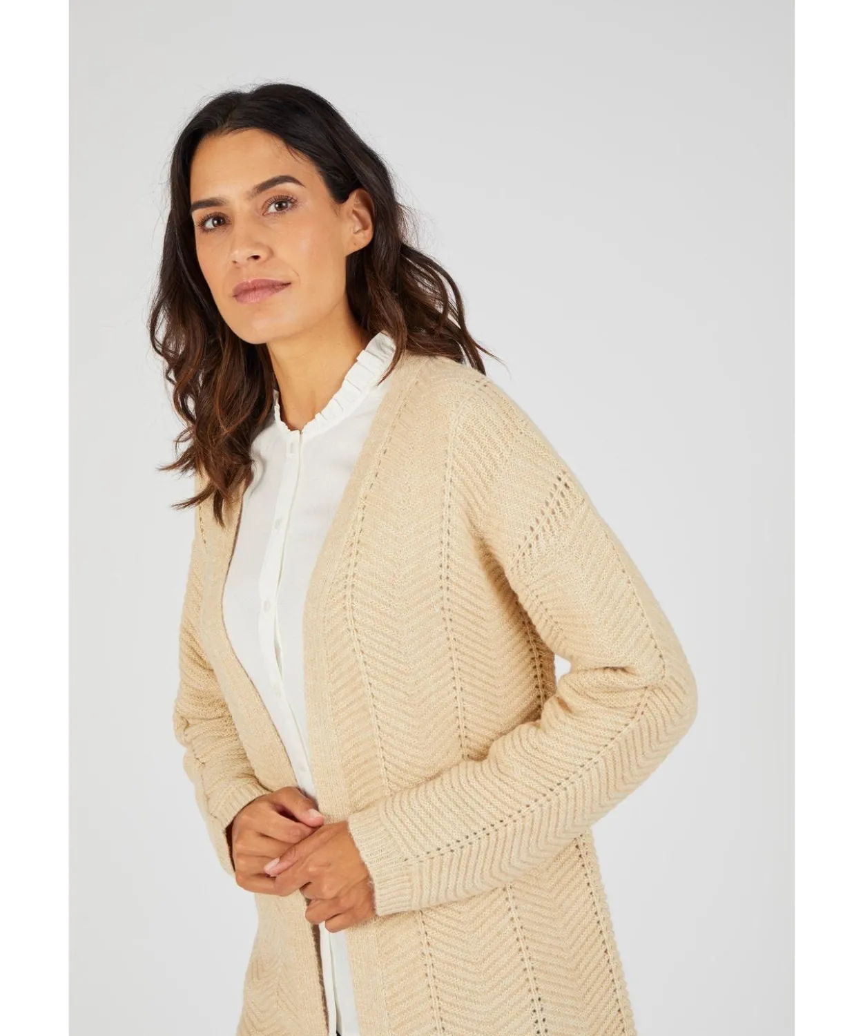 Gilet long maille fantaisie