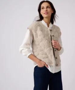 Gilet sans manches jacquard maille bouclette