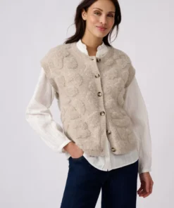 Gilet sans manches jacquard maille bouclette