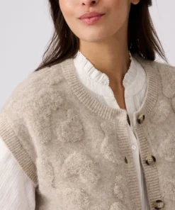 Gilet sans manches jacquard maille bouclette