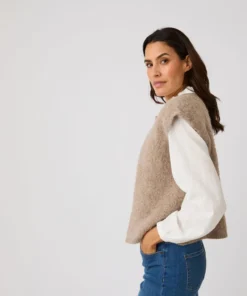 Gilet sans manches maille bouclette