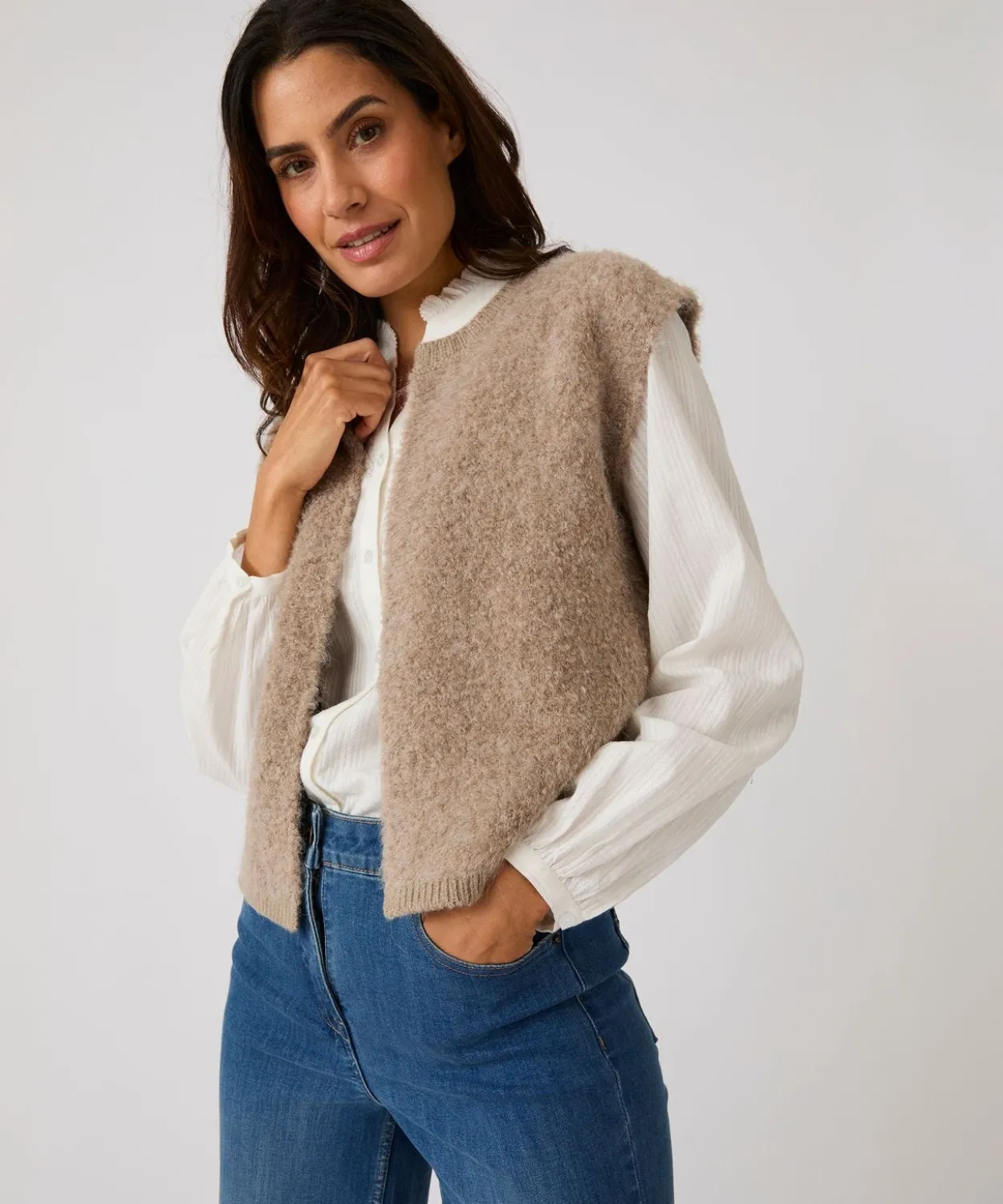 Gilet sans manches maille bouclette