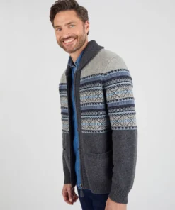 Gilet zippé mélange laine maille jacquard