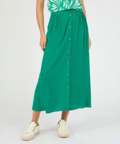 Jupe boutonnée en tissu créponné pure viscose