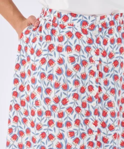 Jupe boutonnée imprimé tulipes