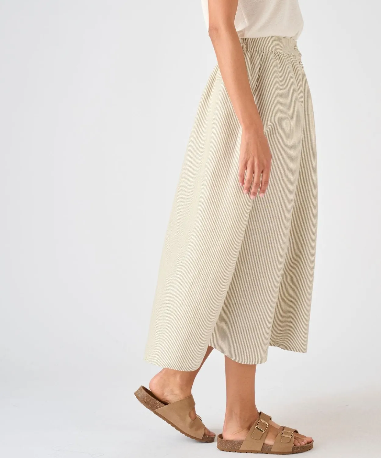 Jupe rayée mélange lin et viscose