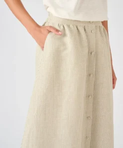 Jupe rayée mélange lin et viscose