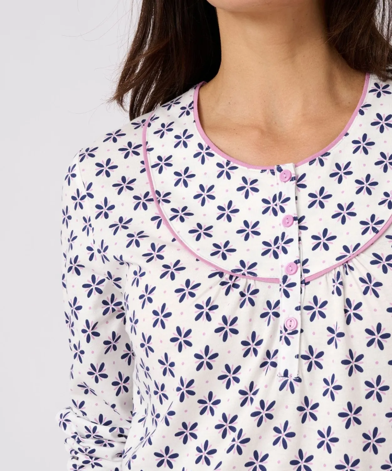 Lot de 2 chemises de nuit jersey pur coton peigné