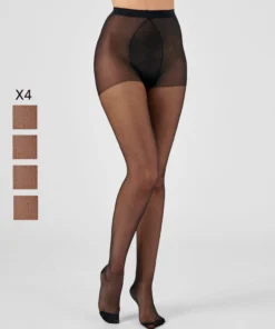 Lot de 4 collants mousse 20D spécial hanches fortes