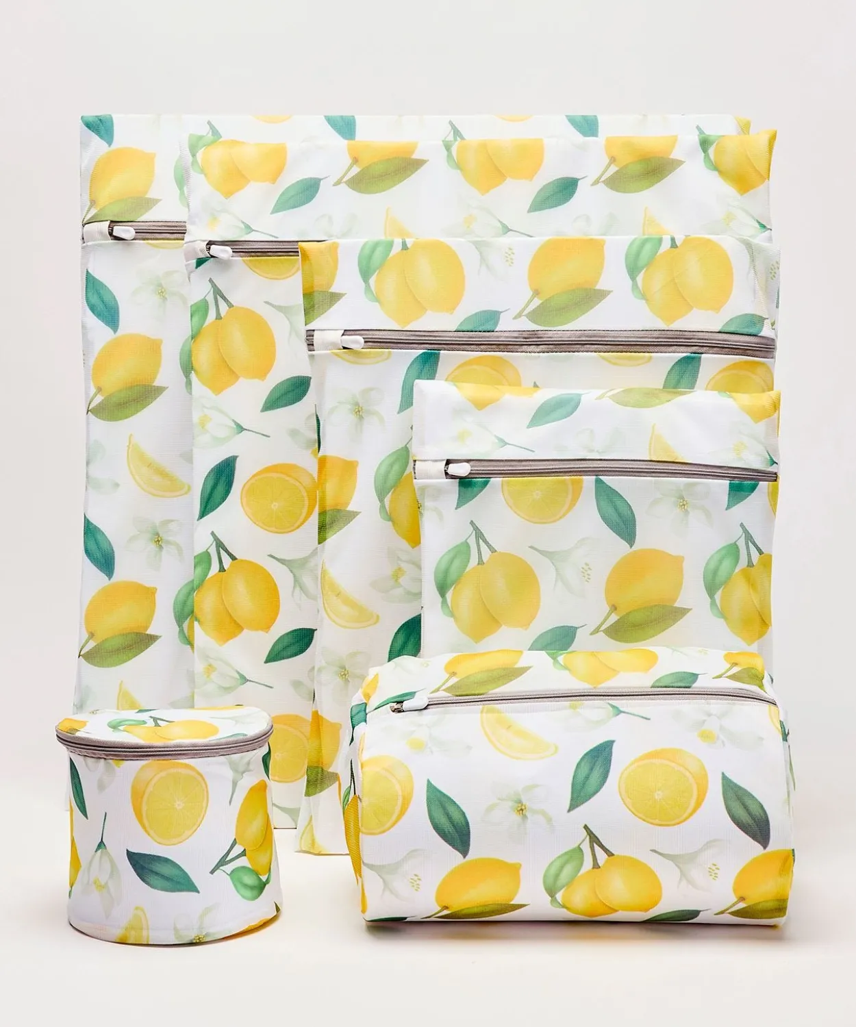 Lot de 6 filets à linge motif citrons