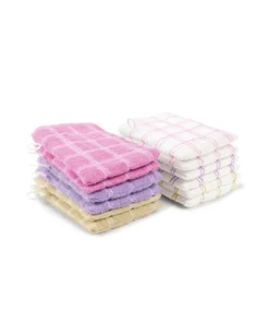 Lot de 12 gants de toilette effet carreaux
