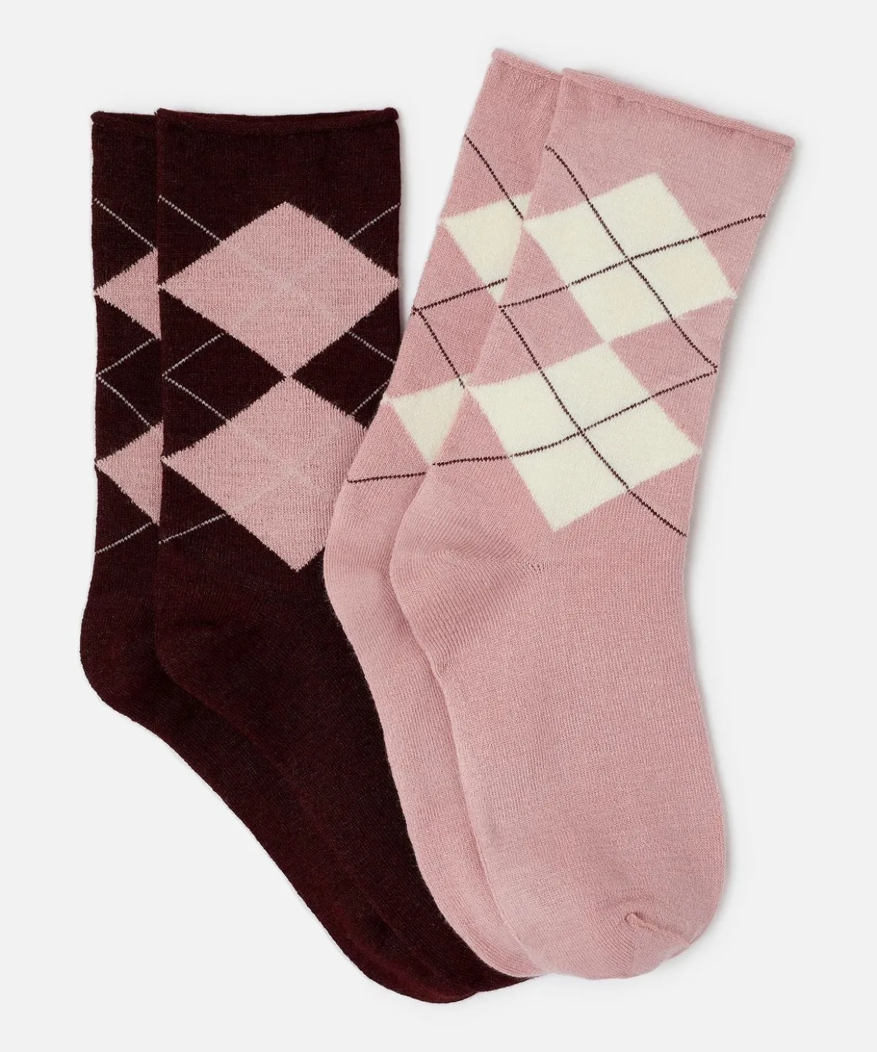 Lot de 2 paires de chaussettes losanges soie et Thermolactyl