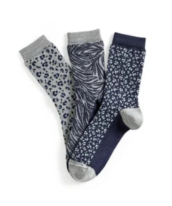 Lot de 3 paires de mi-chaussettes maille jacquard laine et Thermolactyl