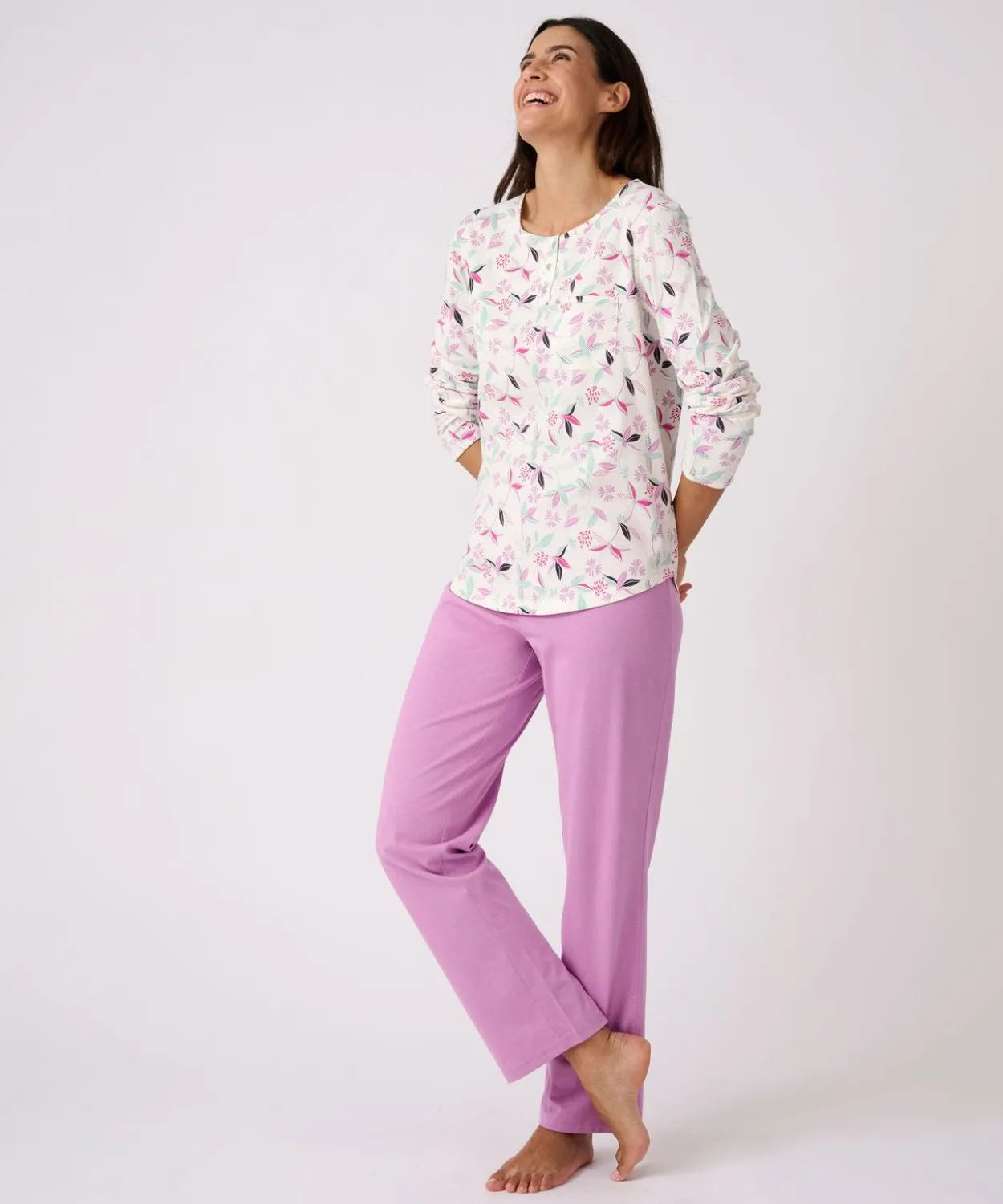 Lot de 2 pyjamas maille jersey pur coton peigné