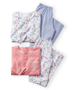 Lot de 2 pyjamas maille jersey pur coton peigné
