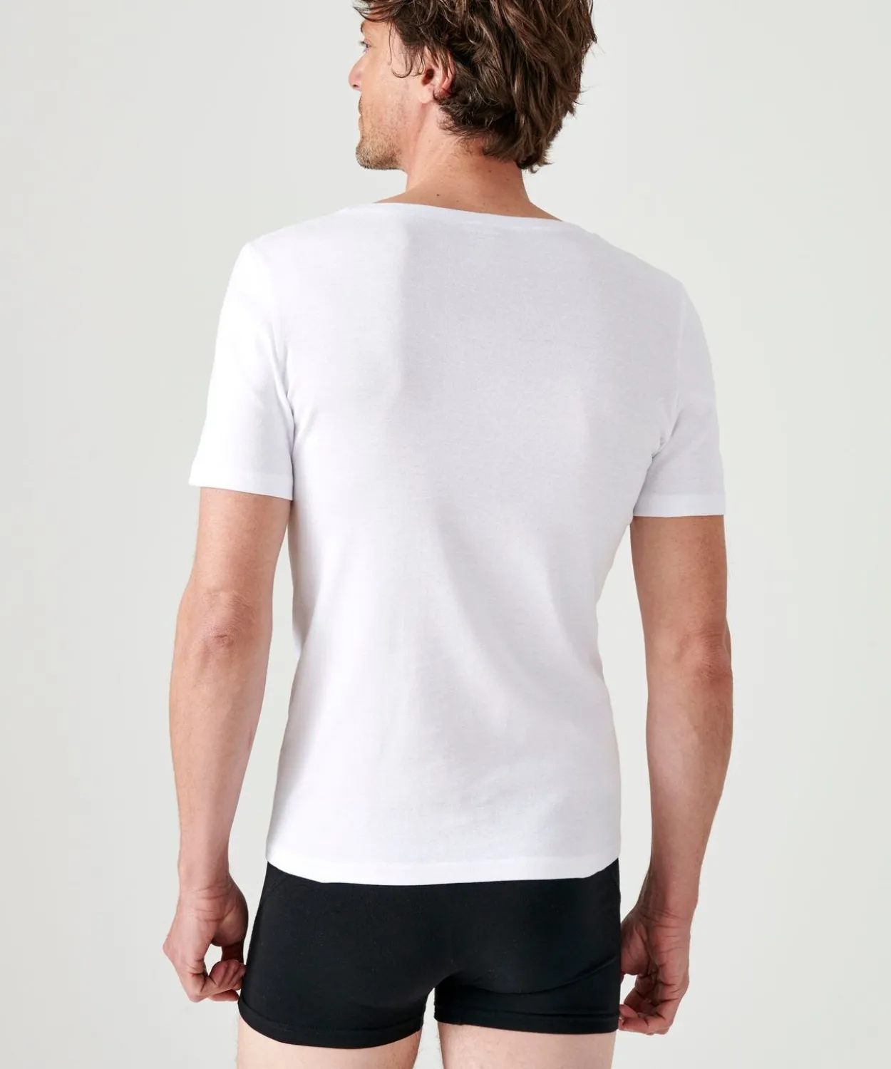 Lot de 2 t-shirts col V, manches courtes, Essential pur coton peigné