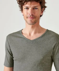Lot de 2 t-shirts col V, manches courtes, Essential pur coton peigné