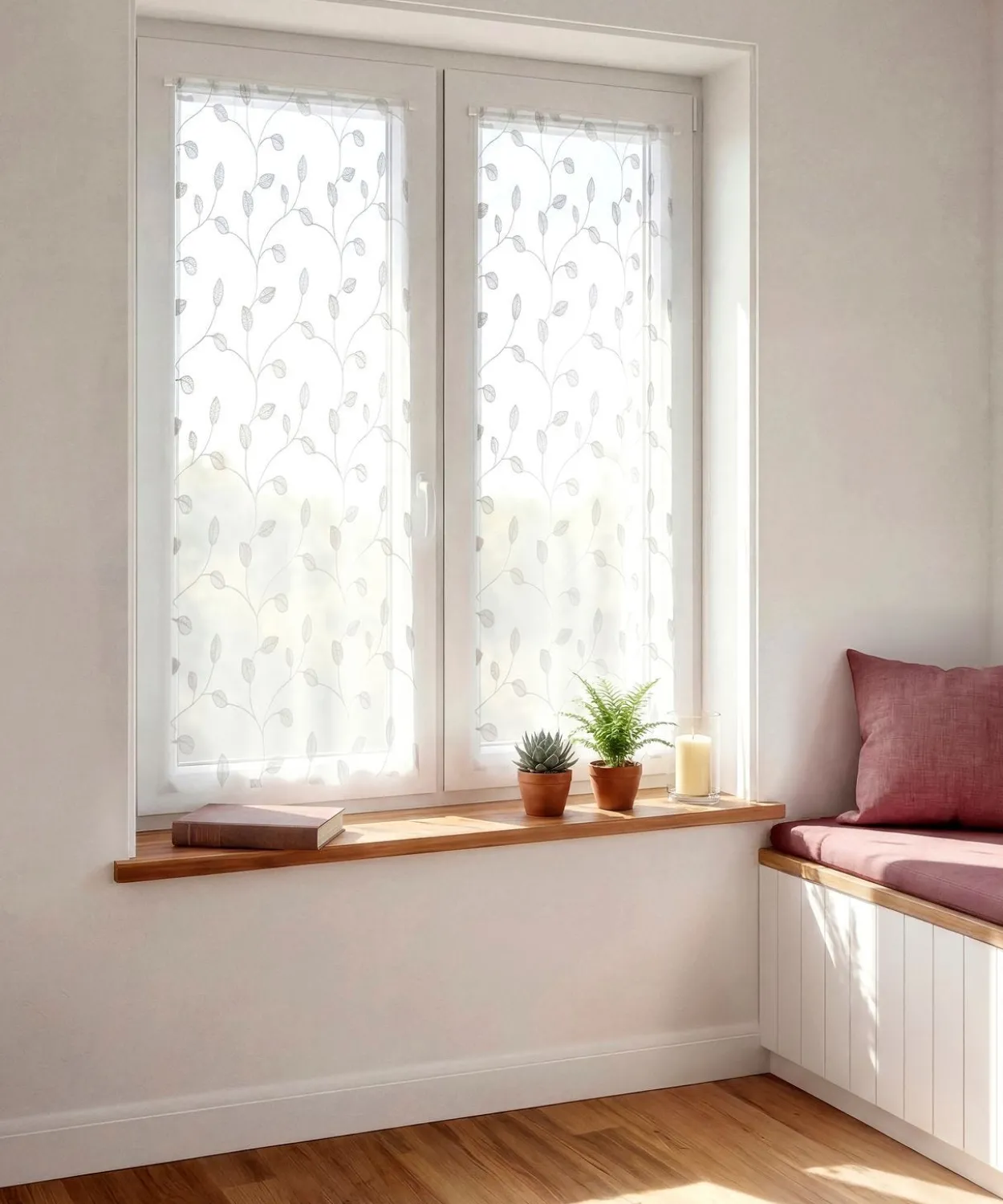 Paire de vitrages Etamine brodée