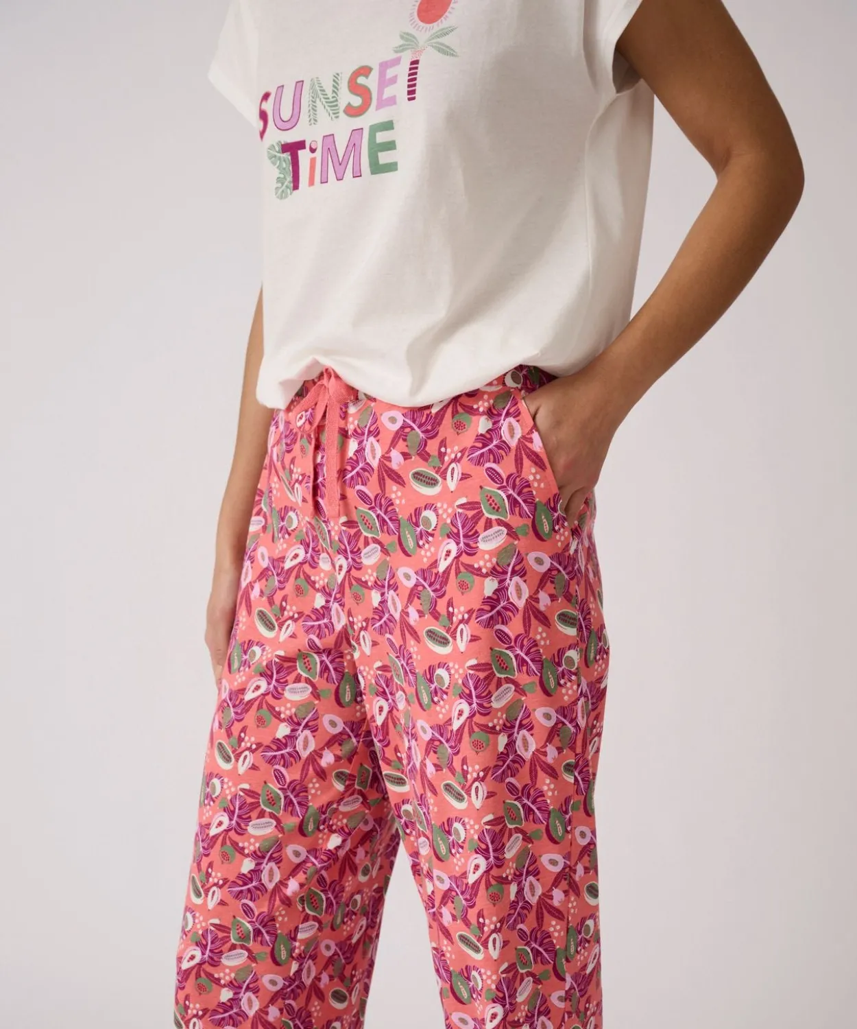 Pantalon de pyjama en maille jersey pur coton