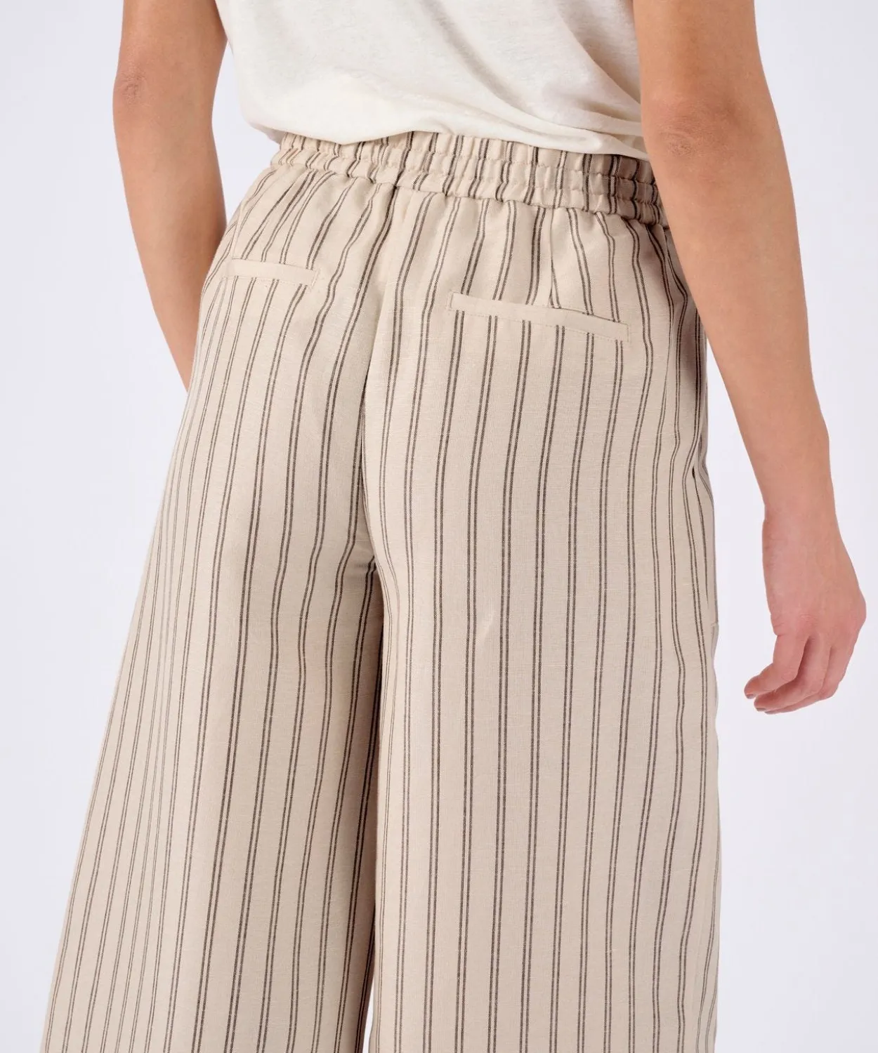 Pantalon large 7/8ème mélange lin