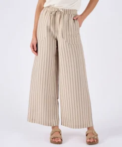 Pantalon large 7/8ème mélange lin