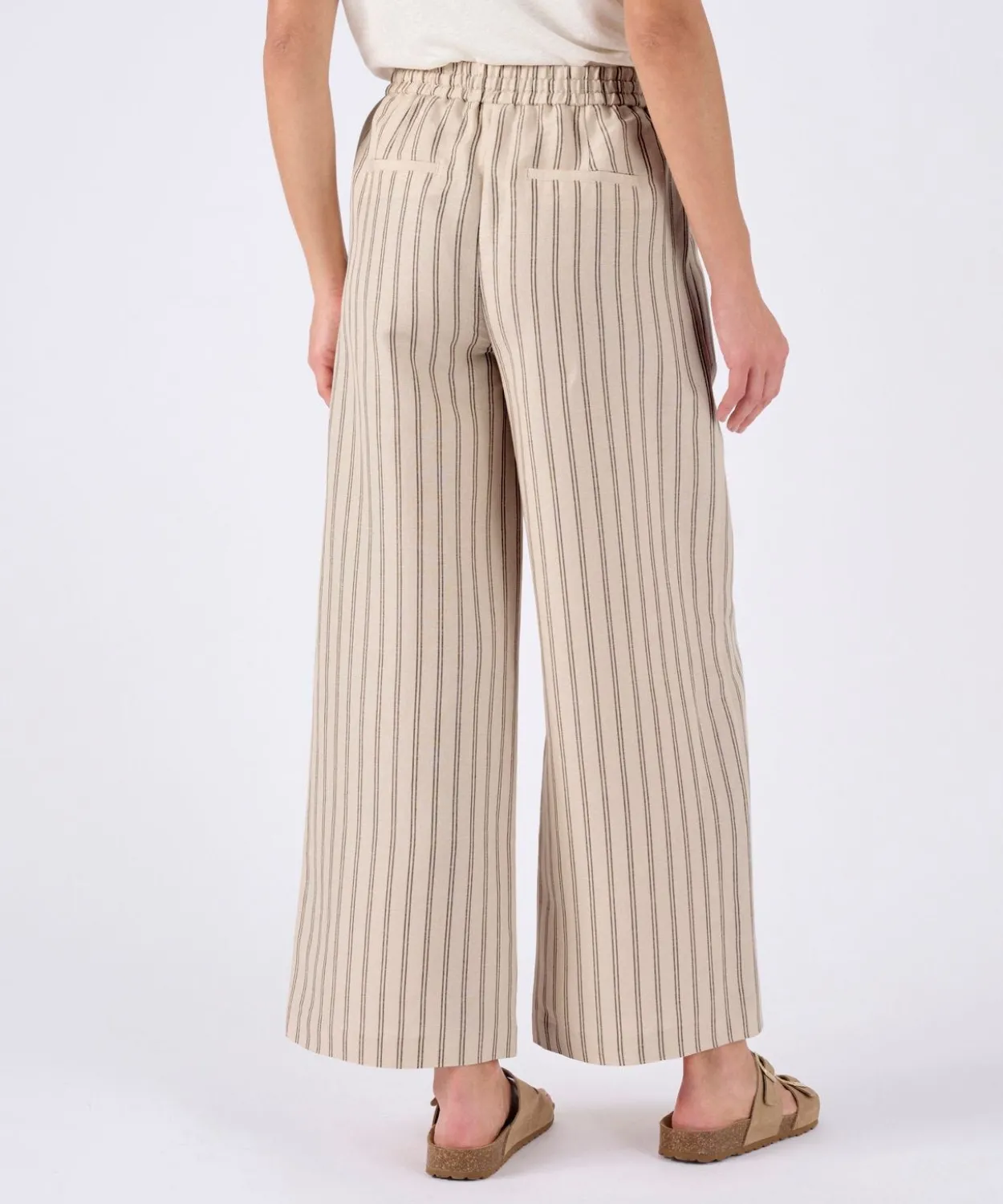 Pantalon large 7/8ème mélange lin