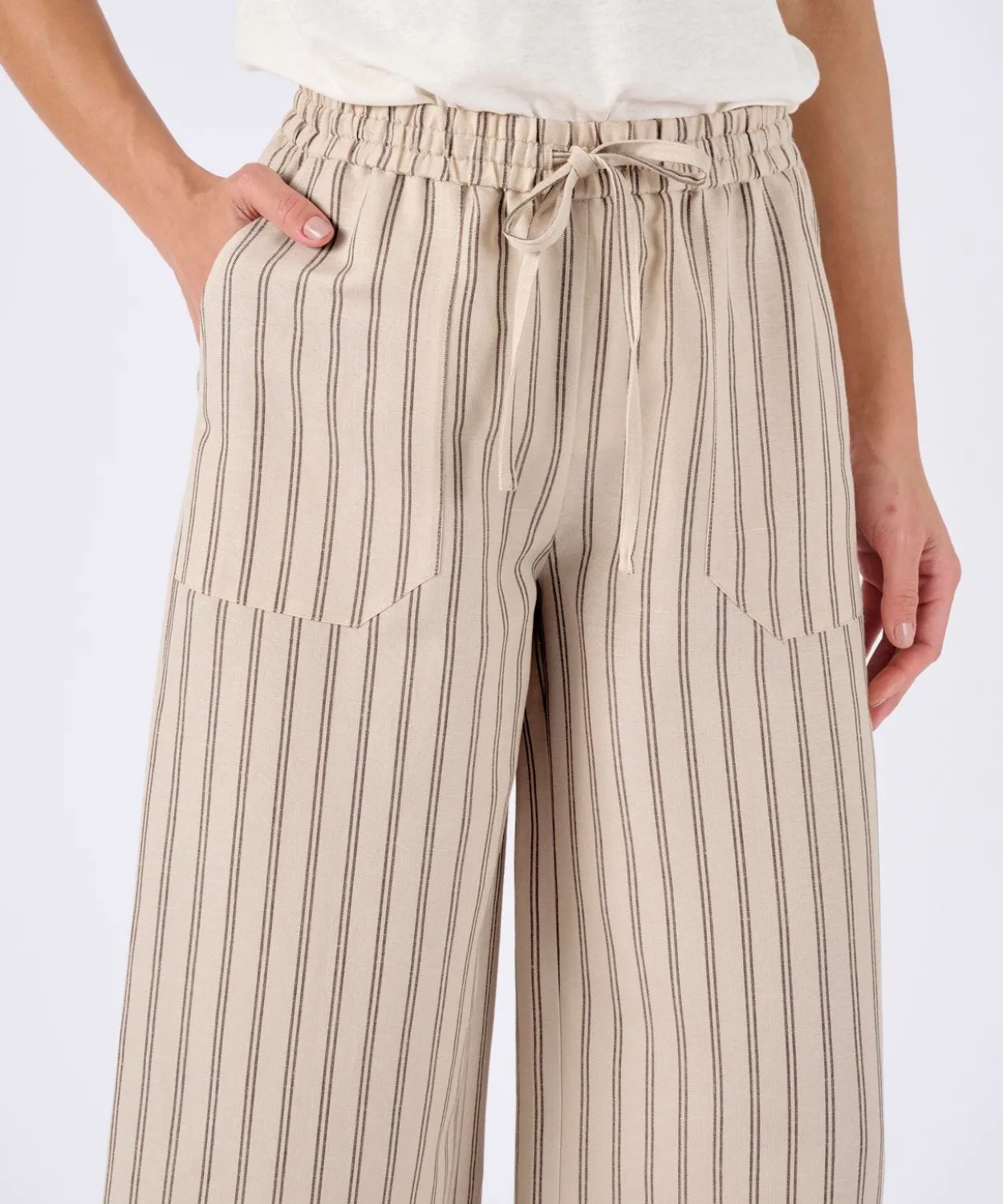 Pantalon large 7/8ème mélange lin