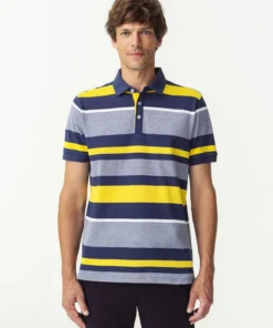 Polo maille piquée rayé